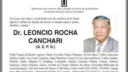 Necrológico del Dr. Leoncio Rocha Canchari