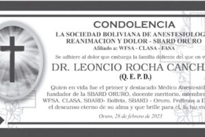 Condolencia por Dr. Leoncio Rocha Canchari