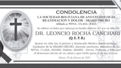 Condolencia por Dr. Leoncio Rocha Canchari