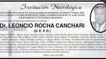 Invitación Necrológica: Dr. Leoncio Rocha Canchari