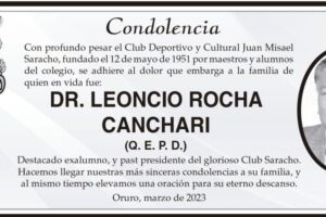 Condolencia por el fallecimiento del Dr. Leoncio Rocha Canchari