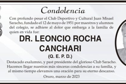 Condolencia por el fallecimiento del Dr. Leoncio Rocha Canchari