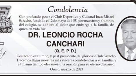 Condolencia por el fallecimiento del Dr. Leoncio Rocha Canchari