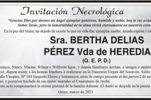 Invitación Necrológica de Bertha Delias Pérez Vda de Heredia