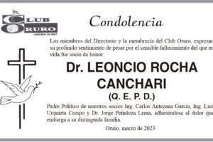 Condolencia por el fallecimiento del Dr. Leoncio Rocha Canchari