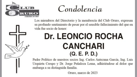 Condolencia por el fallecimiento del Dr. Leoncio Rocha Canchari