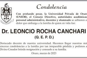 Condolencia por el fallecimiento del Dr. Leoncio Rocha Canchari