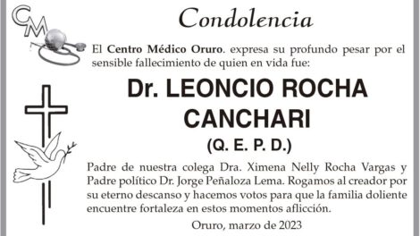 Condolencia por el fallecimiento del Dr. Leoncio Rocha Canchari