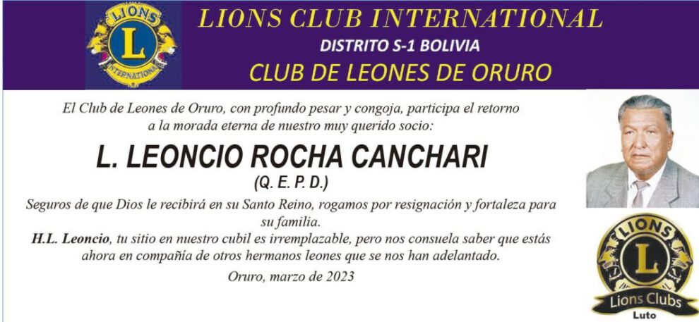 Necrológico de L. Leoncio Rocha Canchari