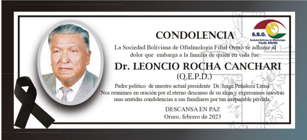 Condolencia por el Dr. Leoncio Rocha Canchari