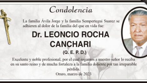 Condolencia por el Dr. Leoncio Rocha Canchari