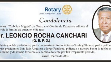 Condolencia por el Dr. Leoncio Rocha Canchari
