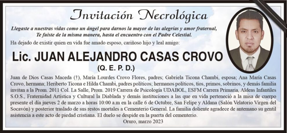 Lic. Juan Alejandro Casas Crovo Q. E. P. D.