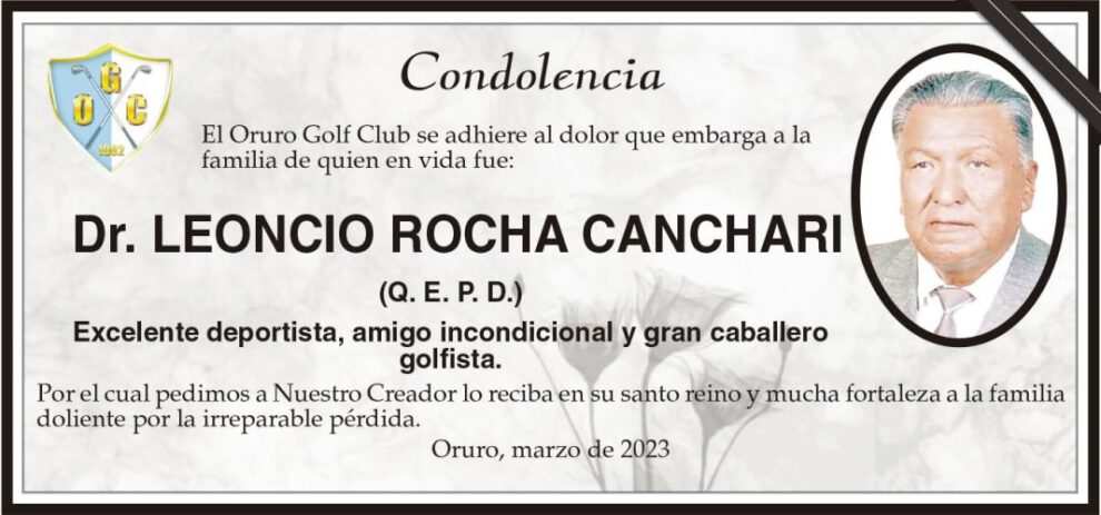 Condolencia por la pérdida del Dr. Leoncio Rocha Canchari