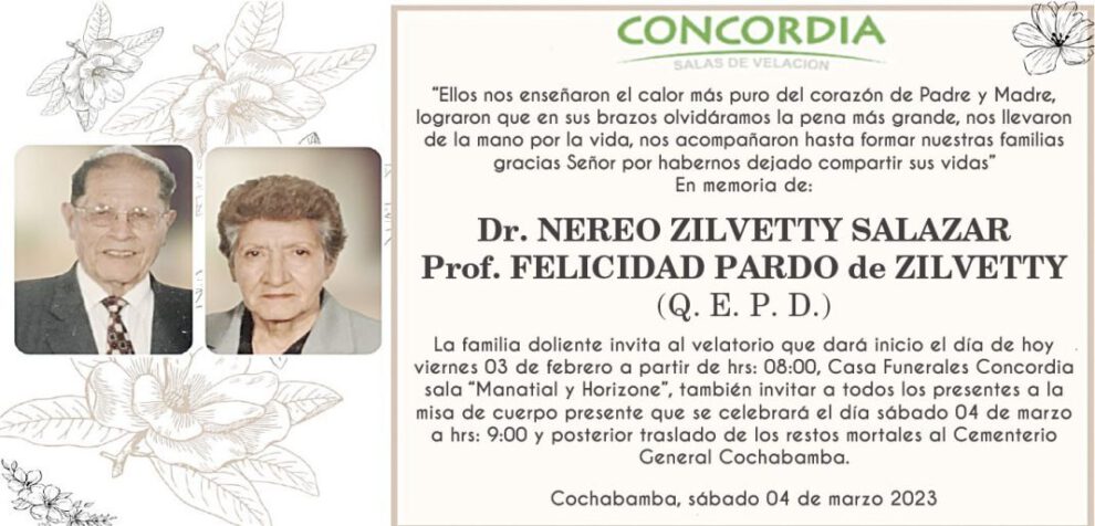 Necrológico de Dr. Nereo Zilvetty Salazar