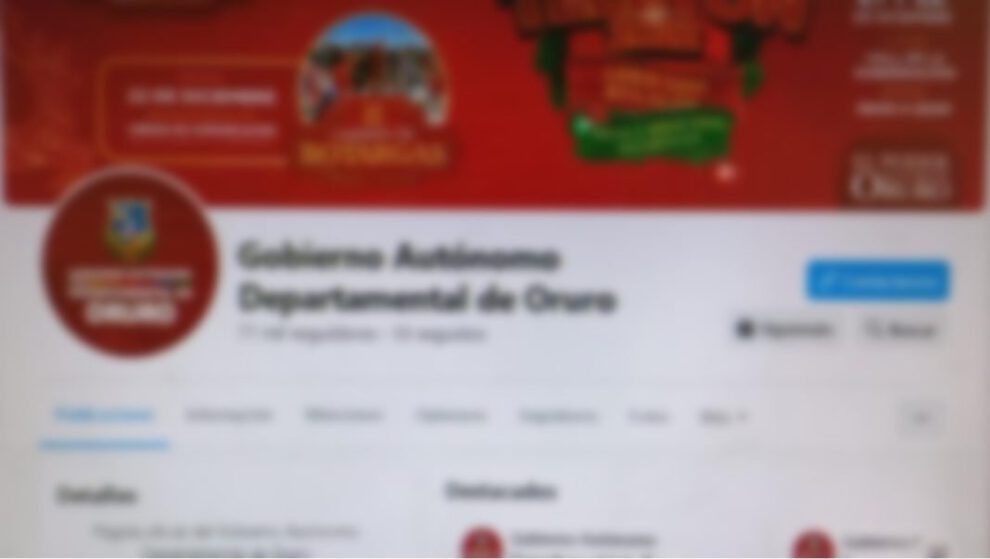 Hackeo de la página de Facebook de la Gobernación de Oruro