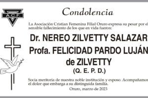 Condolencia por el fallecimiento del Dr. Nereo Zilvetty Salazar
