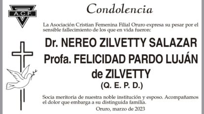 Condolencia por el fallecimiento del Dr. Nereo Zilvetty Salazar