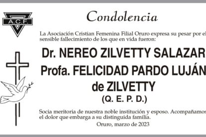 Condolencia por el fallecimiento del Dr. Nereo Zilvetty Salazar