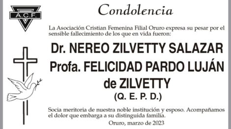 Condolencia por el fallecimiento del Dr. Nereo Zilvetty Salazar