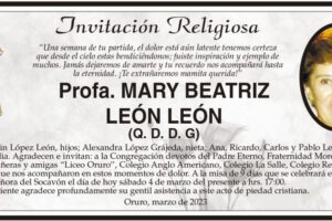 Invitación religiosa para la Profa. Mary Beatriz León León