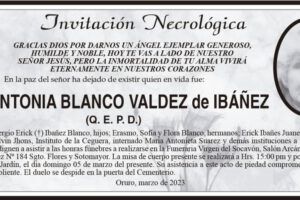 Invitación Necrológica de Antonia Blanco Valdez