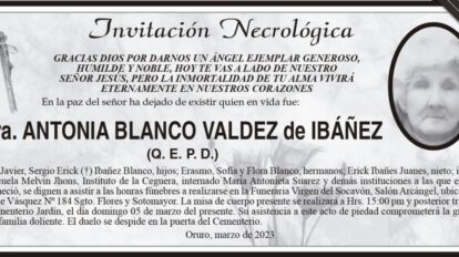 Invitación Necrológica de Antonia Blanco Valdez