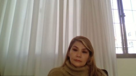Detención preventiva de Añez en audiencia virtual desde el penal Miraflores
