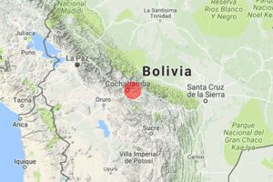 Mapa de ubicación del sismo en Cochabamba