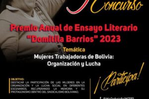 Premio Anual de Ensayo Literario 'Domitila Barrios' 2023 para destacar a mujeres trabajadoras de Bolivia