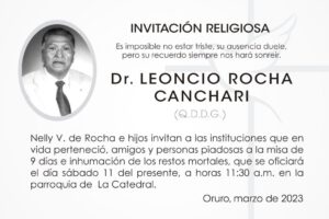Invitación Religiosa: Dr. Leoncio Rocha Canchari