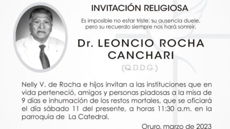 Invitación Religiosa: Dr. Leoncio Rocha Canchari