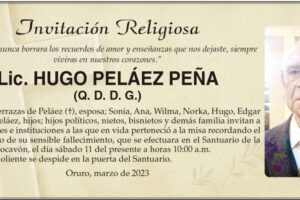 Lic. Hugo Peláez Peña, misa recordatoria en el Santuario del Socavón