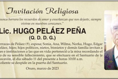Lic. Hugo Peláez Peña, misa recordatoria en el Santuario del Socavón