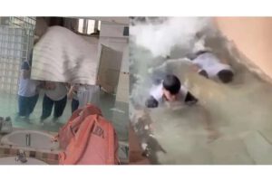 Inundación en Unidad Educativa por lluvia intensa en Santa Cruz