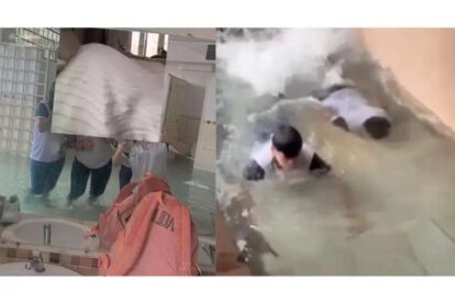 Inundación en Unidad Educativa por lluvia intensa en Santa Cruz