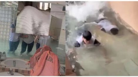 Inundación en Unidad Educativa por lluvia intensa en Santa Cruz