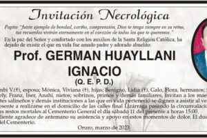 Invitación Necrológica: Prof. German Huayllani Ignacio