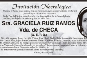 Invitación necrológica para Graciela Ruiz Ramos