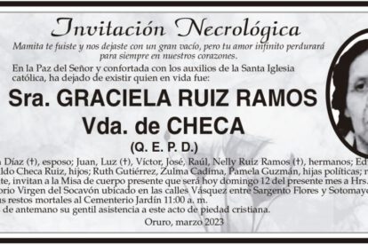 Invitación necrológica para Graciela Ruiz Ramos