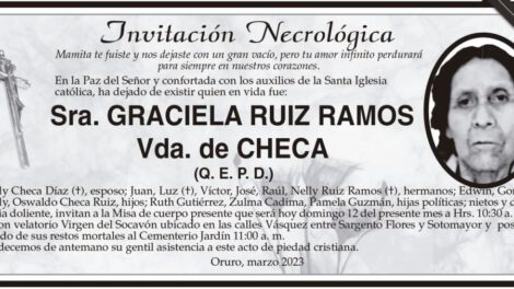 Invitación necrológica para Graciela Ruiz Ramos