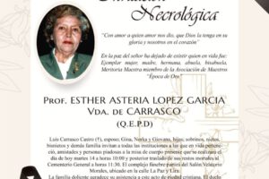 Prof. Esther Asteria López García, invitación necrológica