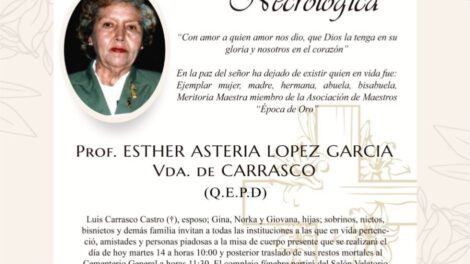 Prof. Esther Asteria López García, invitación necrológica
