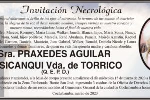 Invitación Necrológica de Praxedes Aguilar Cusicanqui