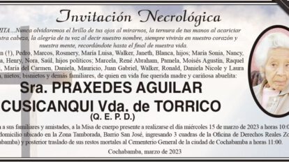 Invitación Necrológica de Praxedes Aguilar Cusicanqui