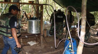 Fábrica de cocaína destruida por la Felcn en Eucaliptus