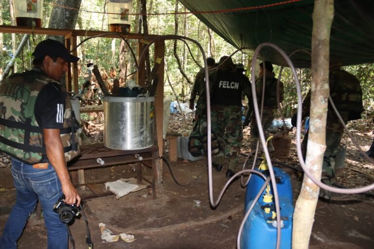 Fábrica de cocaína destruida por la Felcn en Eucaliptus