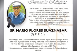 Invitación Religiosa para Mario Flores Suaznabar (Q.E.P.D.)