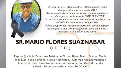 Invitación Religiosa para Mario Flores Suaznabar (Q.E.P.D.)