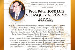 Invitación religiosa para José Luis Velásquez Gerónimo